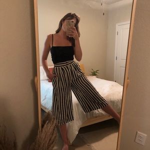black and white striped pants